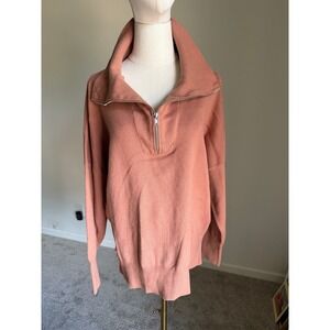 Abercrombie & Fitch Soft Sunday Quarter Zip Funnel Neck‎ Rose Sweater Medium